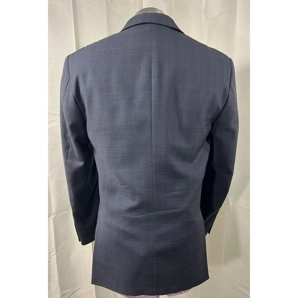 Jos A Bank Joseph Slim Fit Blazer Mens Navy Blue Glen Plaid Sport Coat 2 Button